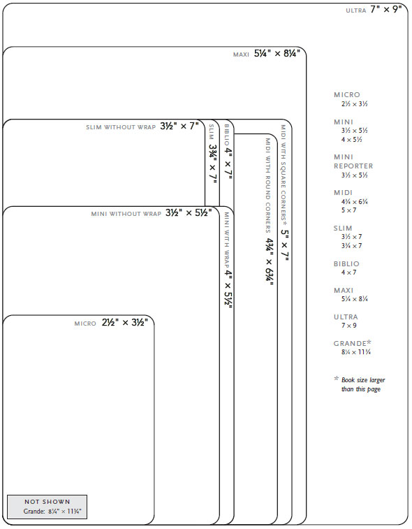 Notebook Size Chart