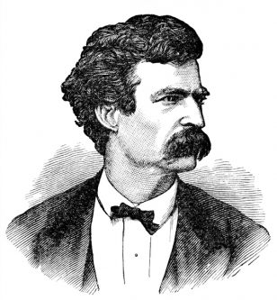 Detailed drawing of author Mark Twain