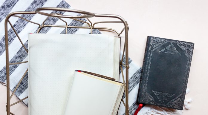 July 2019 #PeopleOfPaperblanks Sketchbook Prompts Paperblanks softcover Flexis showing blank interior for sketching