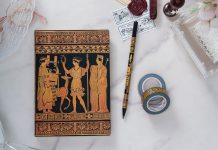 Uncover the Hidden Stories of Ancient Greek Pottery with Our Gathering of Deities Softcover Design!