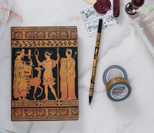 Uncover the Hidden Stories of Ancient Greek Pottery with Our Gathering of Deities Softcover Design!