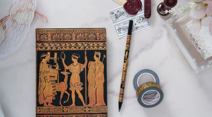 Uncover the Hidden Stories of Ancient Greek Pottery with Our Gathering of Deities Softcover Design!